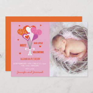 Valentines faire-part de naissance Coeurs mignons 