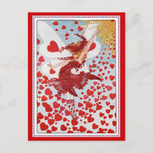 Valentine's Fairy Sending Out Love & Hearts Holiday Postcard