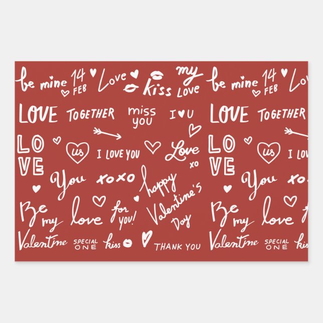 Valentines Feuilles de papier d'enrobage de 19 po  (Devant)