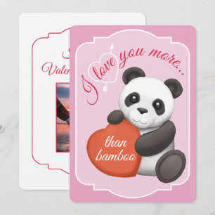 Valentines Flat Card Cute Panda