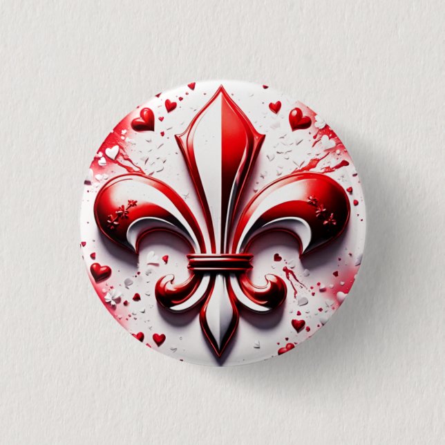Valentine's Fleur De Lis 1 Inch Round Button (Front)