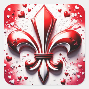 Valentine's Fleur De Lis Square Sticker