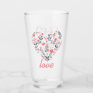 Valentine's Floral heart Glass