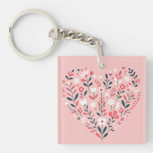 Valentine's Floral heart Keychain