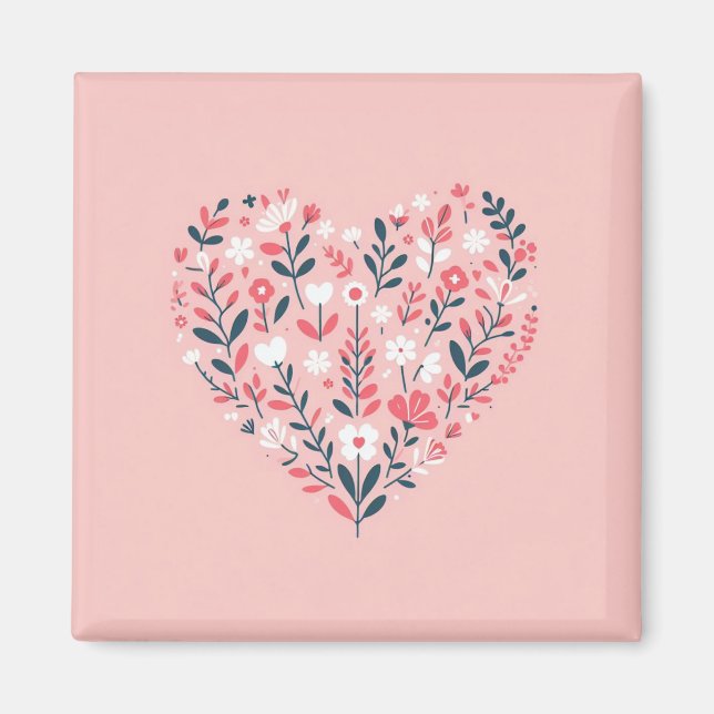 Valentine's Floral heart Magnet (Front)