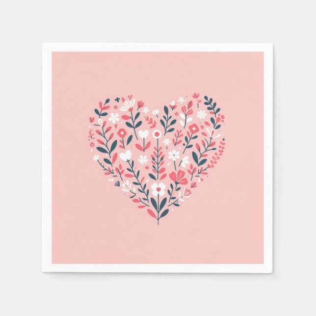 Valentine's Floral heart Napkin (Front)