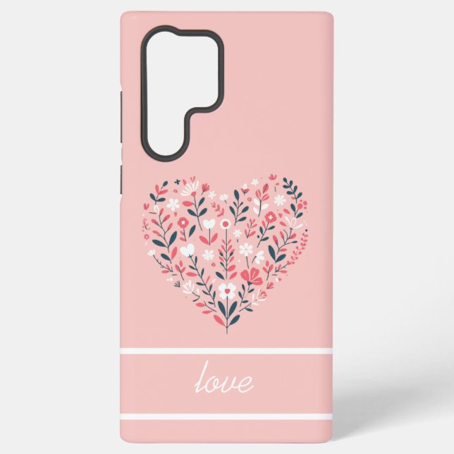Valentine's Floral heart Samsung Galaxy S22 Ultra Case (Back)