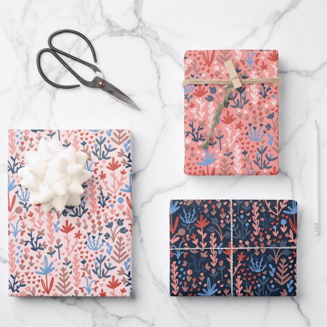 Valentine's Floral Wrapping Paper Sheet (Front)