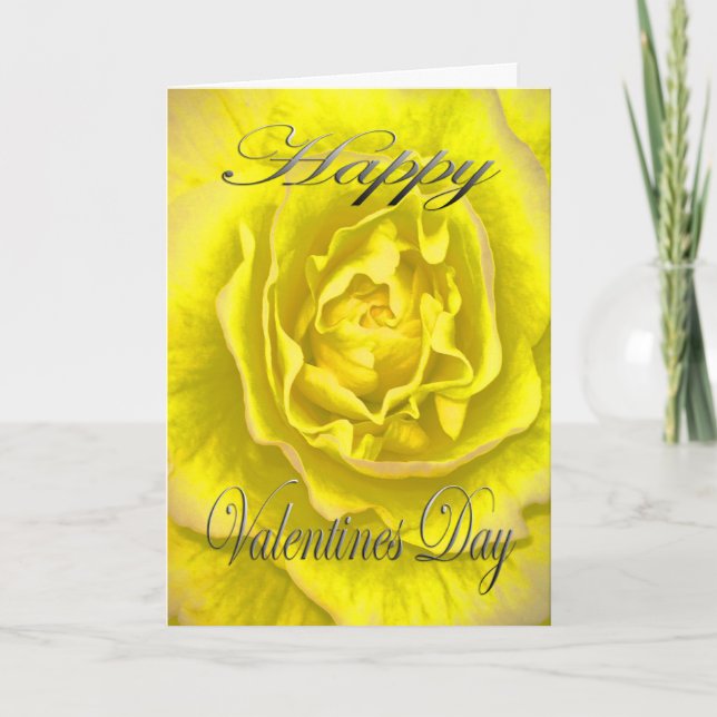 Valentines Flower in Yellow and Pink Holiday Card (Front)