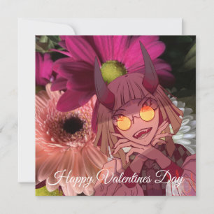 Valentine's, flowers, anime card