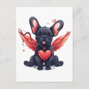 Valentines French Bulldog Cupid Postcard