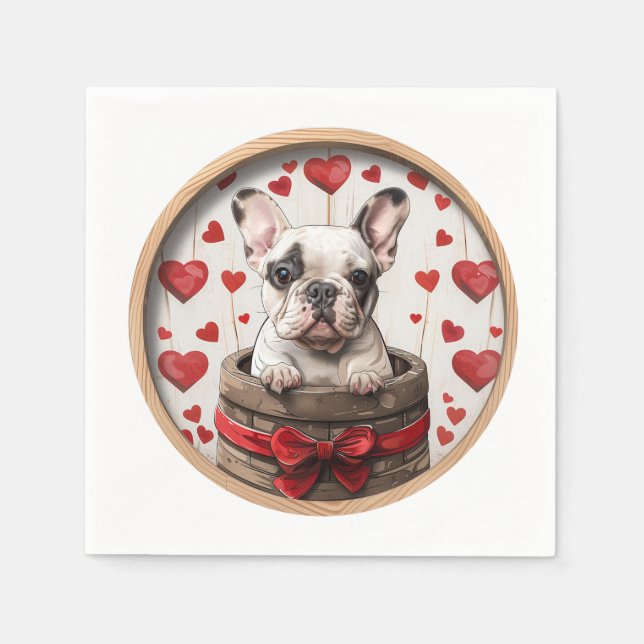 Valentines French Bulldog Napkin (Front)