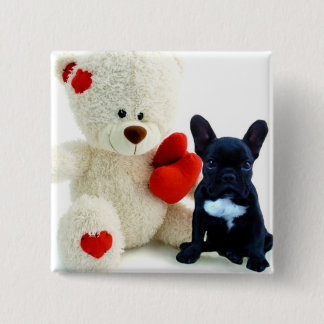 Valentine's French Bulldog puppy button