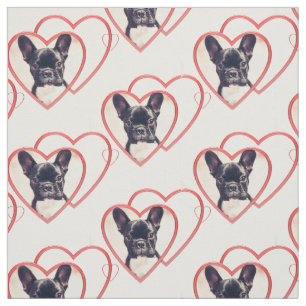Valentines French Bulldog puppy pattern Fabric