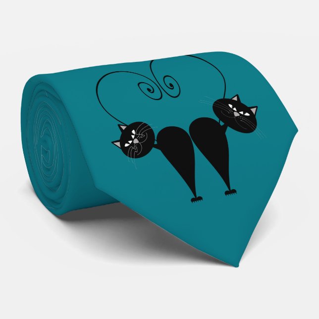 Valentine's funny  love cat couple tie (Rolled)
