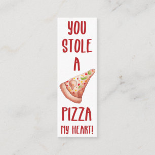 Valentine's Funny Pizza Mini Bookmark Business Card