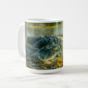 Valentines Gator with swamp sunflower Coffee Mug