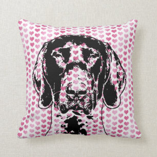 Valentines German Shorthair Pointer Dog Silhouette Throw Pillow
