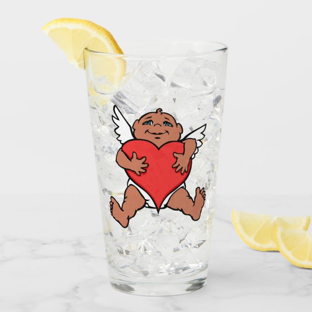 Valentine's Glasses Personalized Cupid Art Glass (Front Ice)