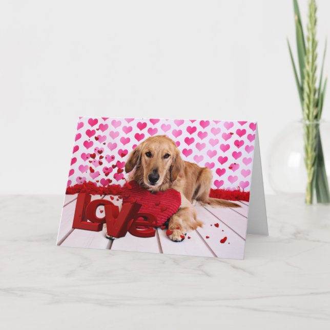 Valentines - Golden Retriever - JJ Holiday Card (Front)