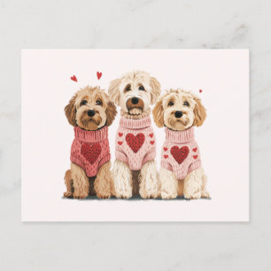 Valentines Goldendoodle Dogs Postcard