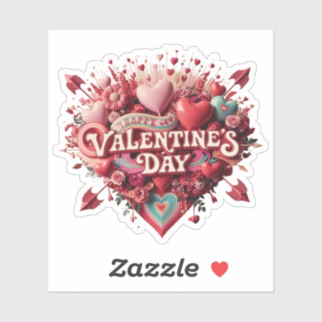 Valentine's groovy day, retro clipart (Sheet)