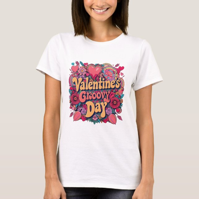 Valentine's groovy day, retro clipart T-Shirt (Front)