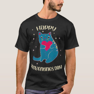 Valentines Happy Meowentines Day Cat Holds Heart C T-Shirt