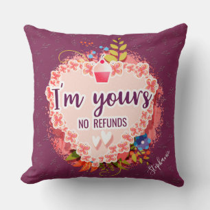 Valentines Heart And Flower In Fuchsia Throw Pillow