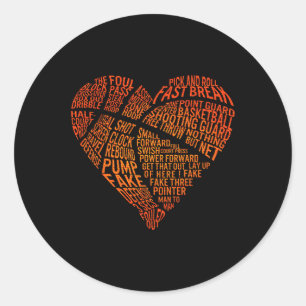 Valentines Heart Basketball Hoops Romance Fun Bask Classic Round Sticker