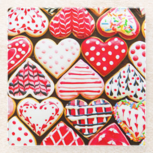 Valentine's Heart Cookies: Homemade Love. Glass Coaster