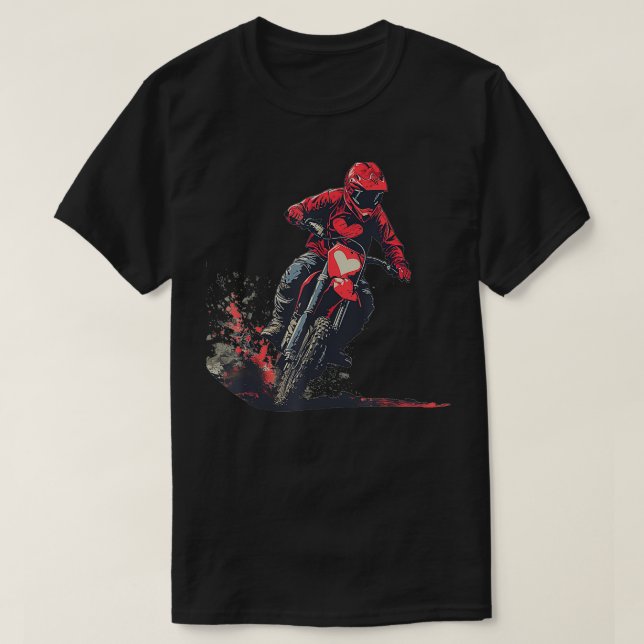 Valentines Heart costume with cool dirt bike and o T-Shirt (Design Front)