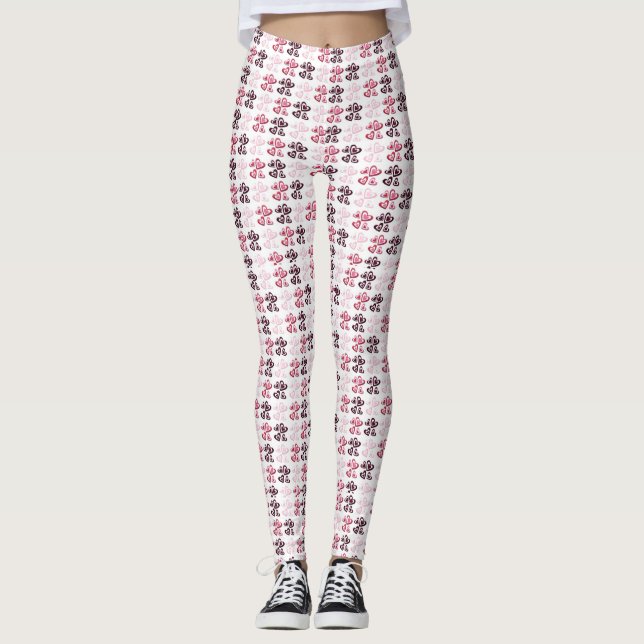 Valentines Heart Design Ladies Leggings (Front)