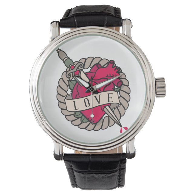 Valentine's Heart Tatoo Design Watch (Front)
