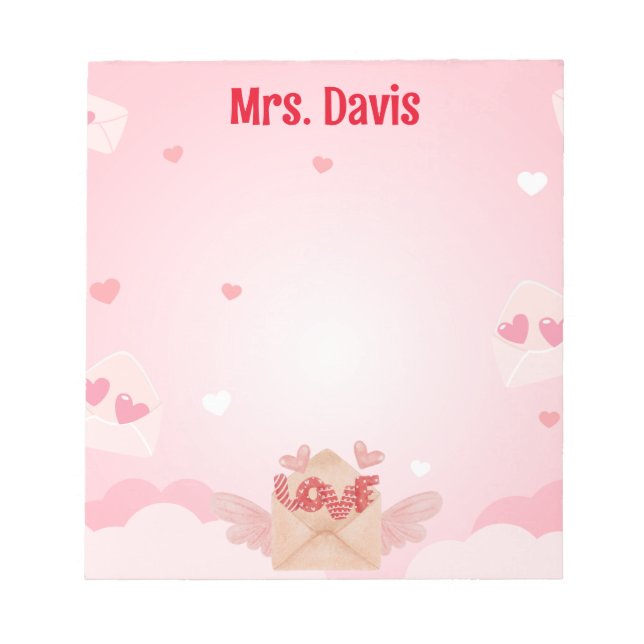 Valentine's Heart Theme Personalized  Notepad (Front)
