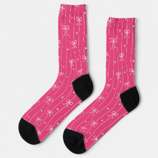 Valentine's Hearts and Bows Pink Socks