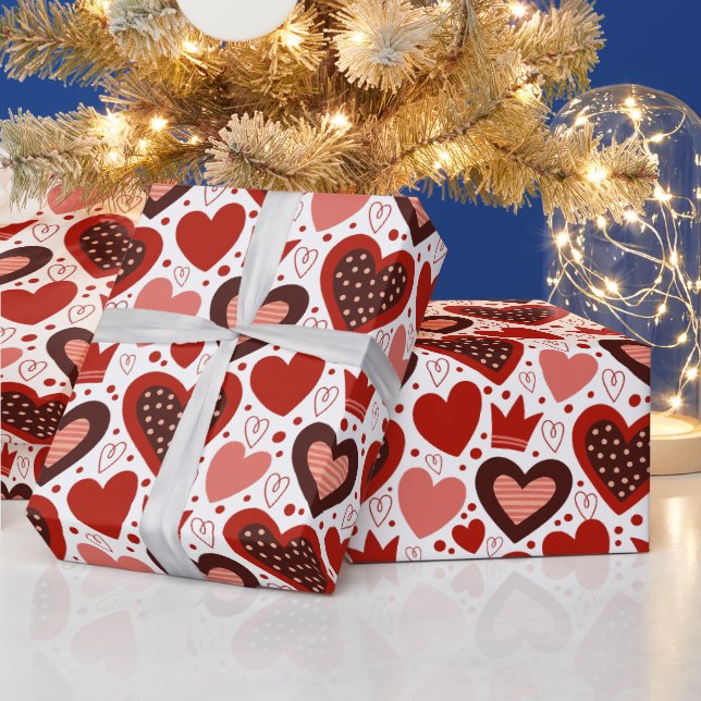 Valentines hearts and crowns pattern wrapping paper (Holidays)