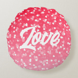 Valentine's Hearts and Love Round Pillow