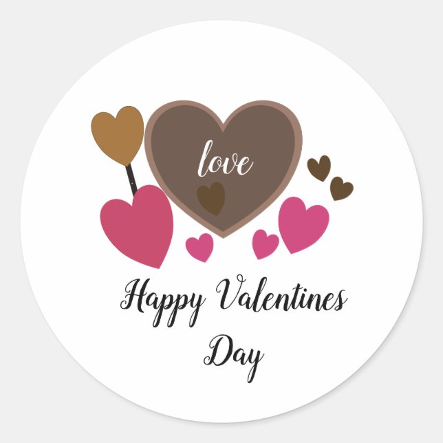 Valentines Hearts and Love Round Sticker (Front)