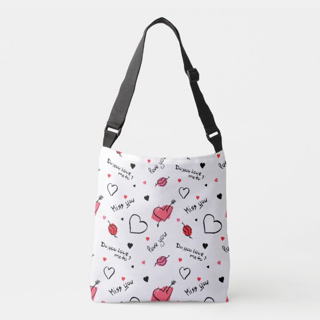 Valentine's Hearts Arrow Seamless Crossbody Bag (Front)