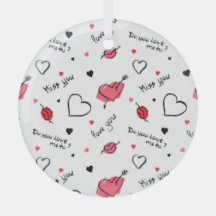 Valentine's Hearts Arrow Seamless Glass Ornament