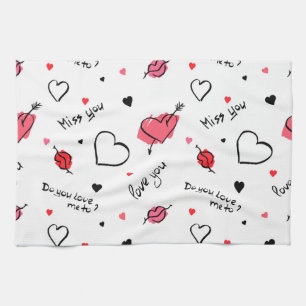 Valentine's Hearts Arrow Seamless Kitchen Towel