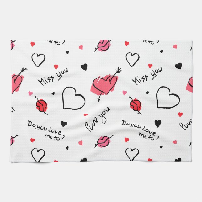 Valentine's Hearts Arrow Seamless Kitchen Towel (Horizontal)