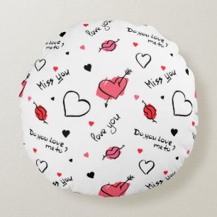 Valentine's Hearts Arrow Seamless Round Pillow