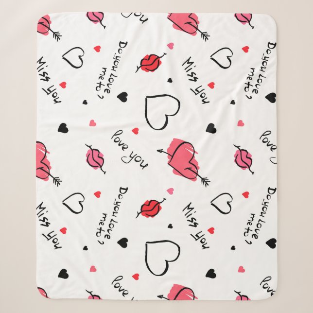 Valentine's Hearts Arrow Seamless Sherpa Blanket (Front)