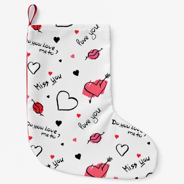 Valentine's Hearts Arrow Seamless Small Christmas Stocking (Front)