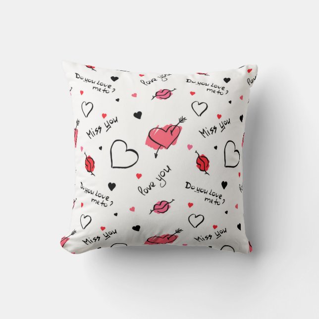 Valentine's Hearts Arrow Seamless Throw Pillow (Front)