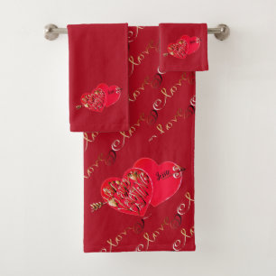 Valentine's Hearts Bath Towel Set
