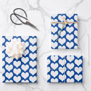 Valentines Hearts Blue Wrapping Paper Sheet