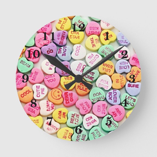 Valentine's Hearts Candy Round Clock (Front)